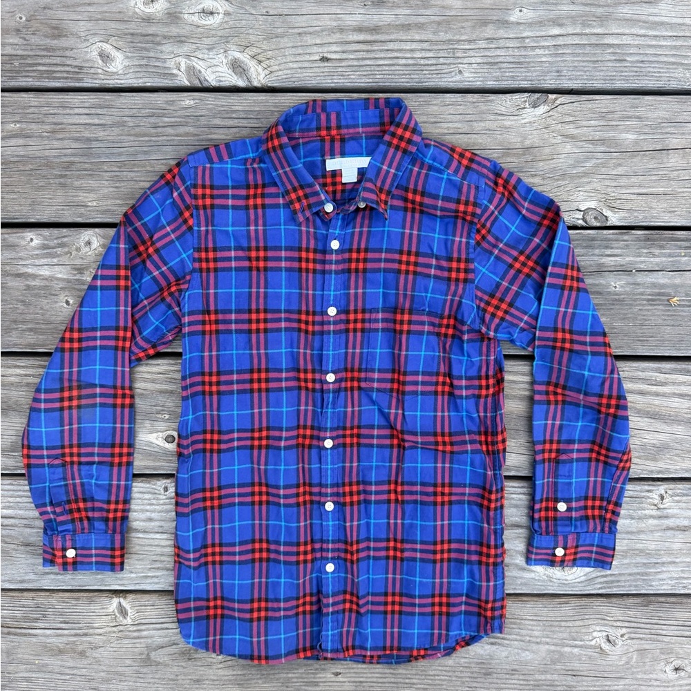 Burberry Blue and Red Plaid Button Down Up Shirt Long Sleeve Dress Up